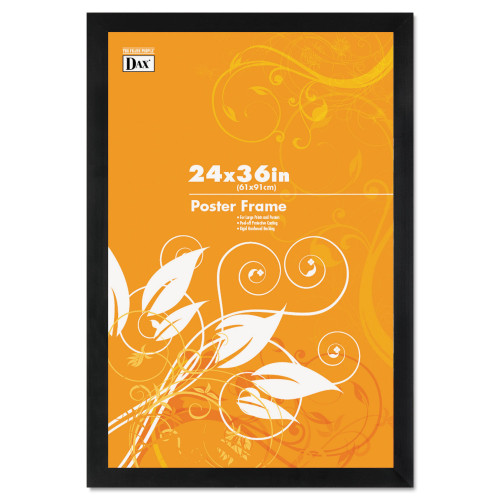 DAX Black Solid Wood Poster Frames with Plastic Window， Wide Profile， 24 x 36 (2863U2X)