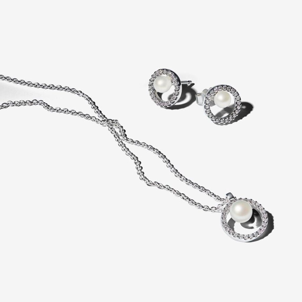 PANDORA  Pearl & Halo Jewelry Set - Sterling Silver