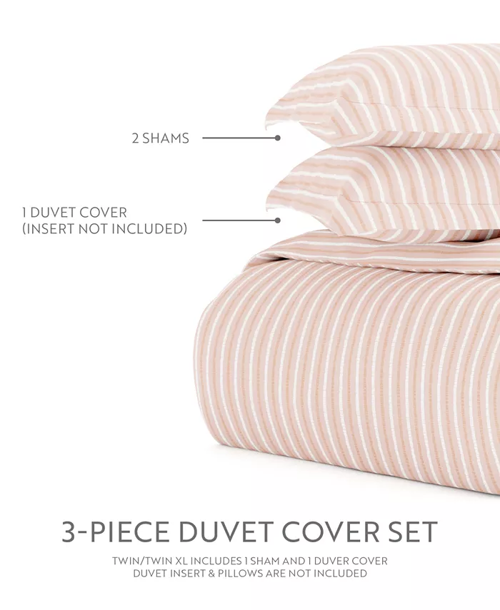 Kaycie Gray Dashed Stripe 3-Pc. Duvet Cover Set， Twin