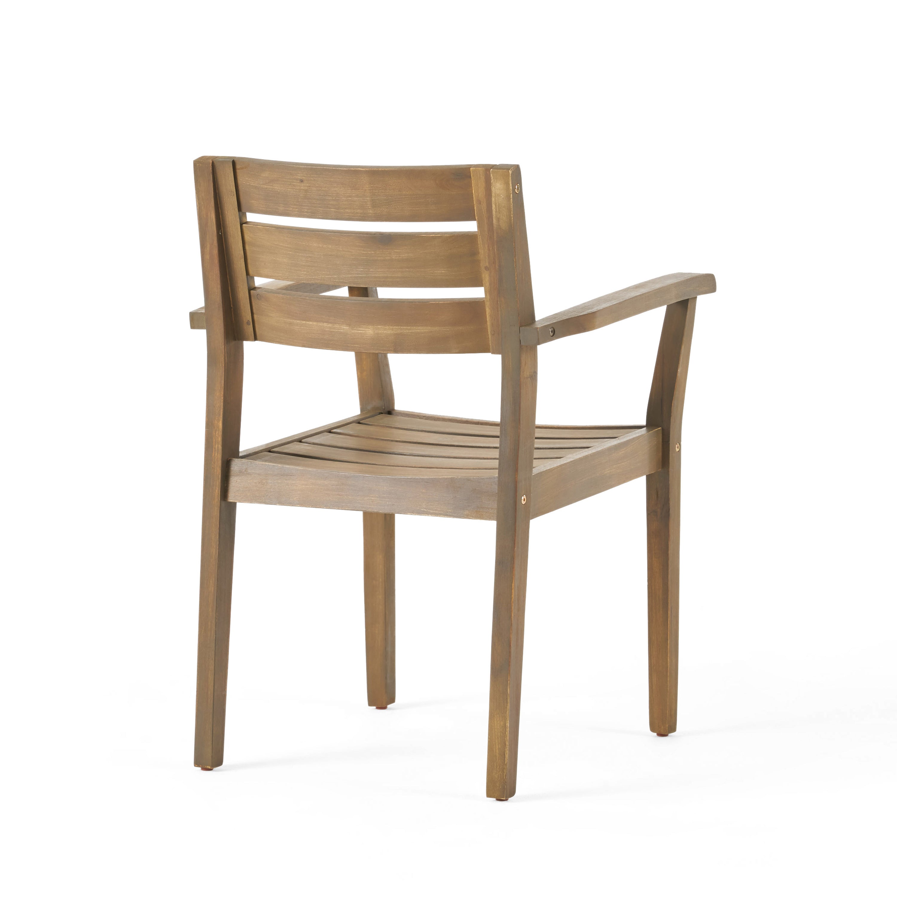 Stanford Outdoor Rustic Slat Acacia Wood Dining Chairs (Set of 2)