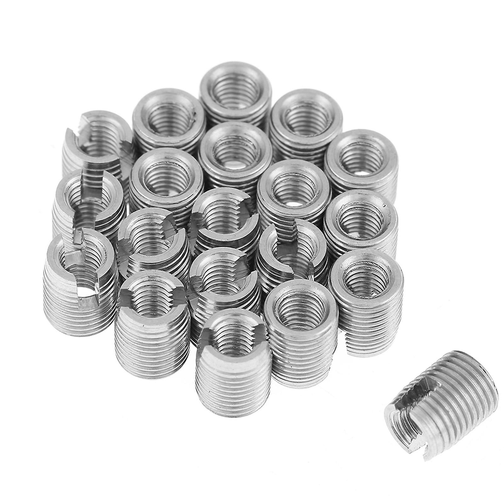 20pcs 303 Stainless Steel Self Tapping Thread Insert Screw Bushing Slotted Wire Thread Repair Insert