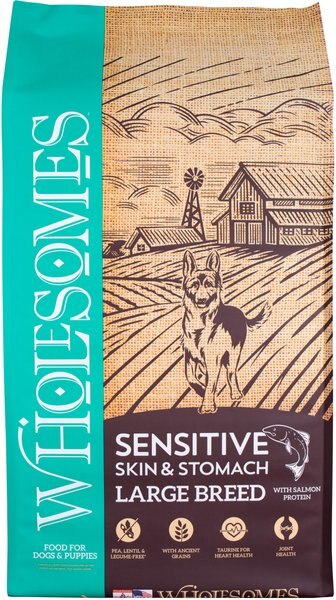 Wholesomes Sensitive Skin and Stomach Large Breed Salmon Dry Dog Food， 30-lb bag