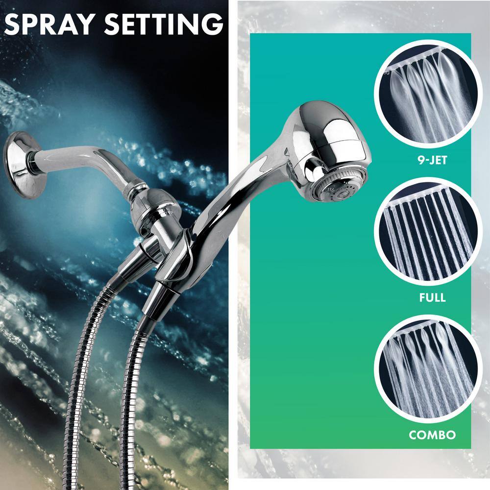 Niagara Conservation Earth Spa 3-Spray with 1.75 GPM 2.7-in. Wall Mount Handheld Shower Head in Chrome N2947CH-1PK