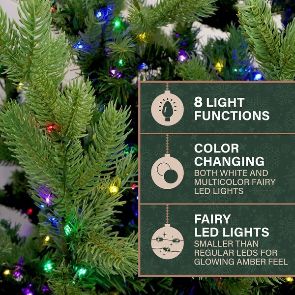 Fraser Hill Farm 7.5ft. Foxtail Pine Artificial Christmas Tree with Multicolor Fairy LED Lights and Remote Control