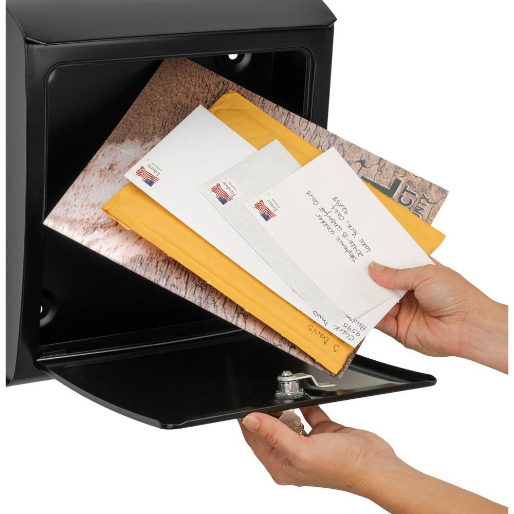Architectural Mailboxes Sienna Black Medium Steel Locking Wall Mount Mailbox 2596B-10