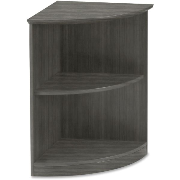 Safco Medina Series Quarter Round Two-Shelf Bookcase， 20w x 20w x 29 1/2h， Gray Steel