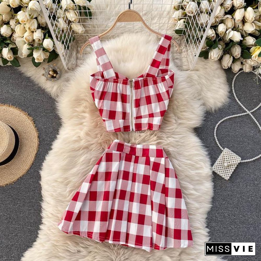 Plaid Cami Tank Two-Piece Set P13910