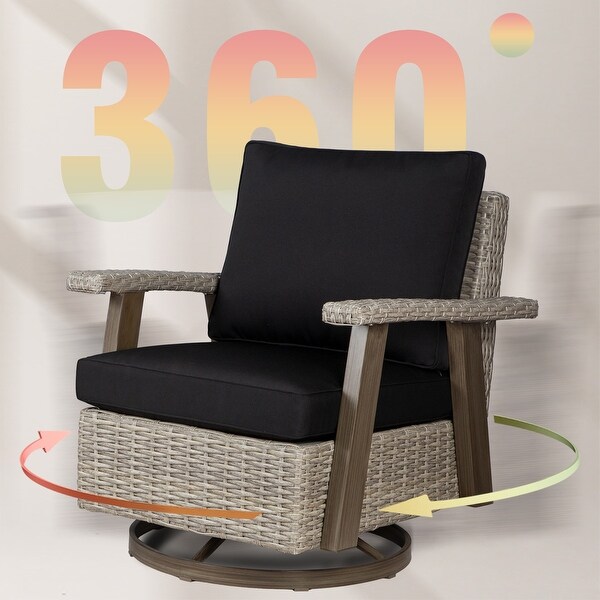 Cozywor 3Piece Wicker Patio Swivel Rocking Chair Conversation Set