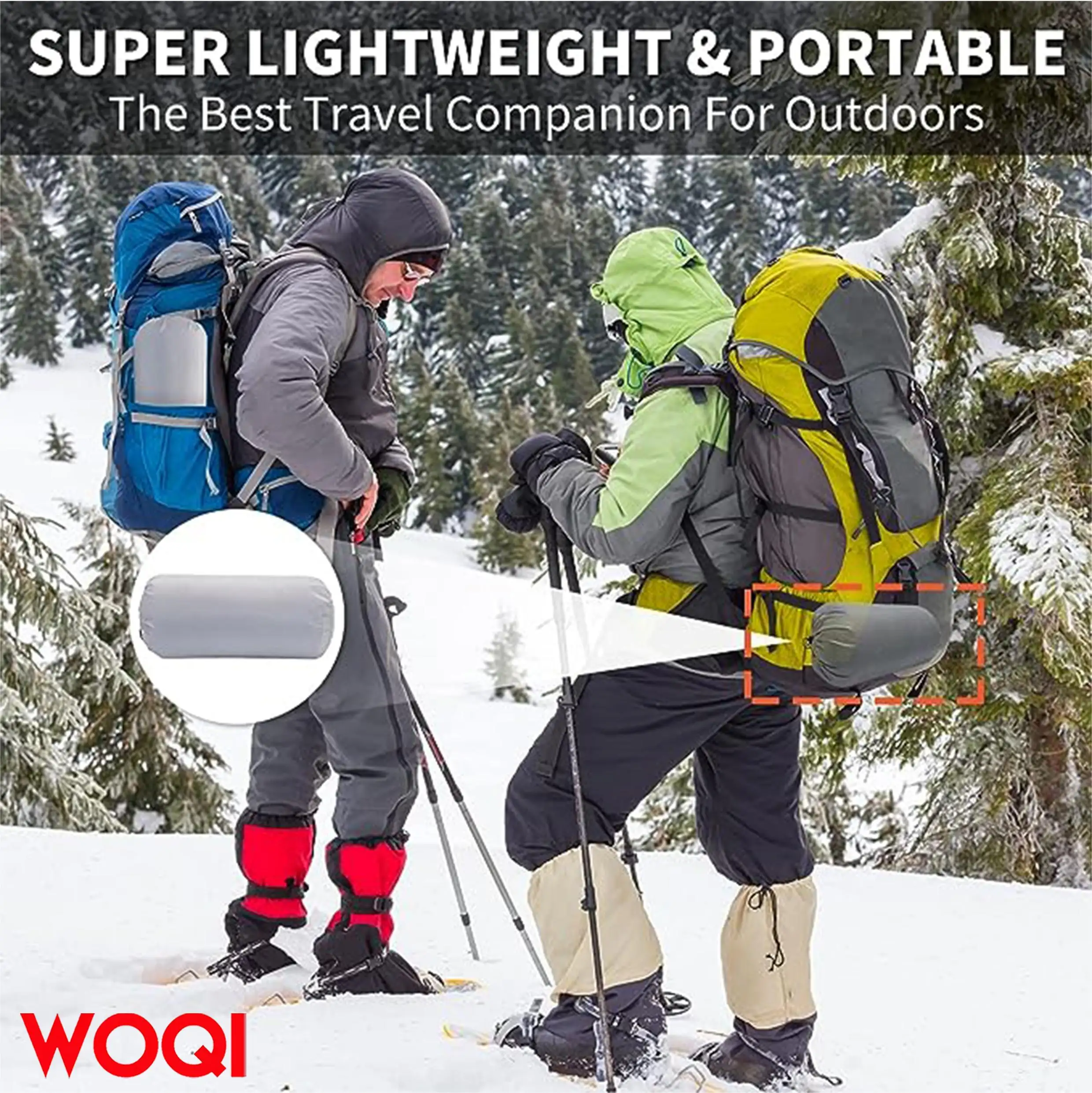 WOQI Lightweight Single mummy sleeping bag with 800g duck down for cold weather