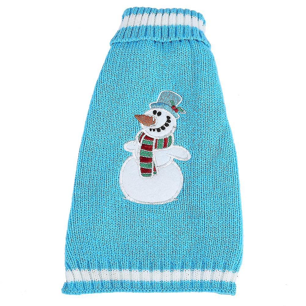 1Pc Pet Winter Warm Clothes Christmas Blue Snowman Sweater for Large Dogs(XS)