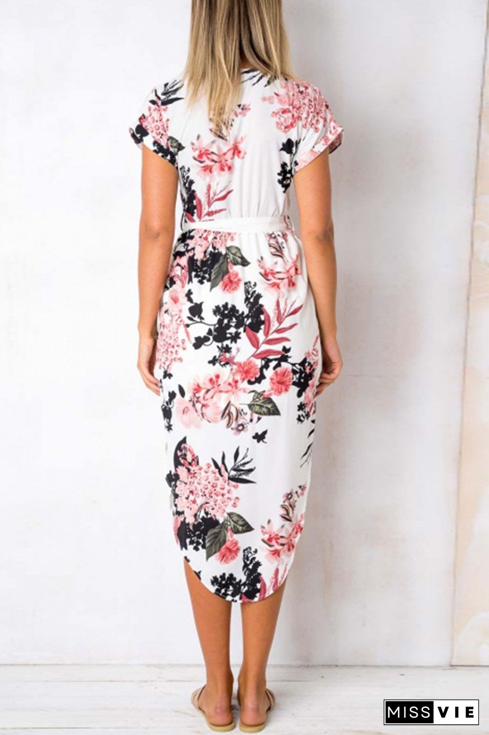 Casual Print Split Joint Irregular Dress Dresses