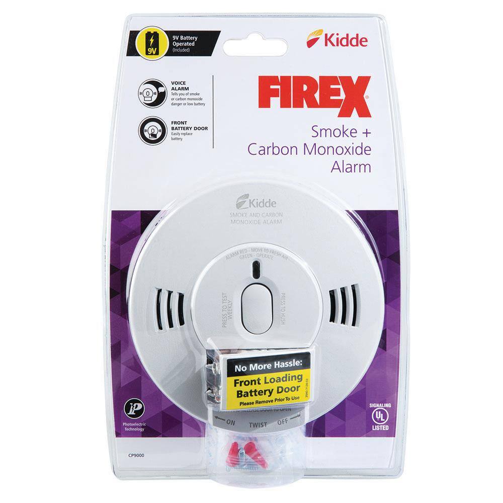 Kidde Firex Battery Operated Combination Smoke and Carbon Monoxide Detector with Voice Alarm and Front Load Battery Door 21029923