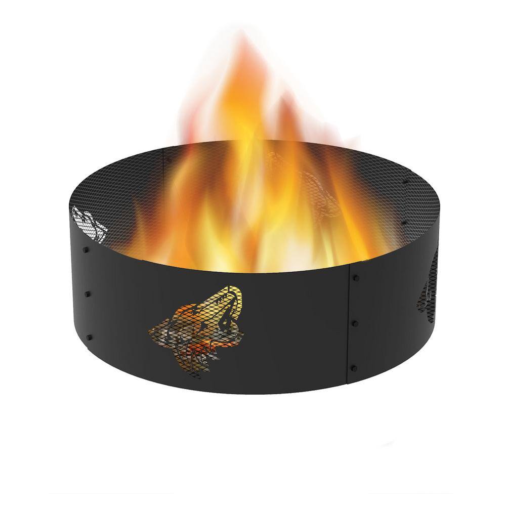 BLUE SKY OUTDOOR LIVING Decorative NHL 36 in. x 12 in. Round Steel Wood Fire Pit Ring - Arizona Coyotes FR361208-AC