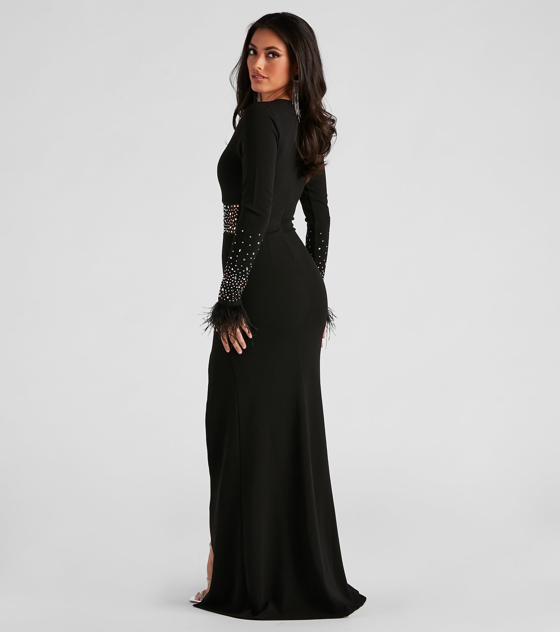 Madelyn Formal Crepe Rhinestone Dress