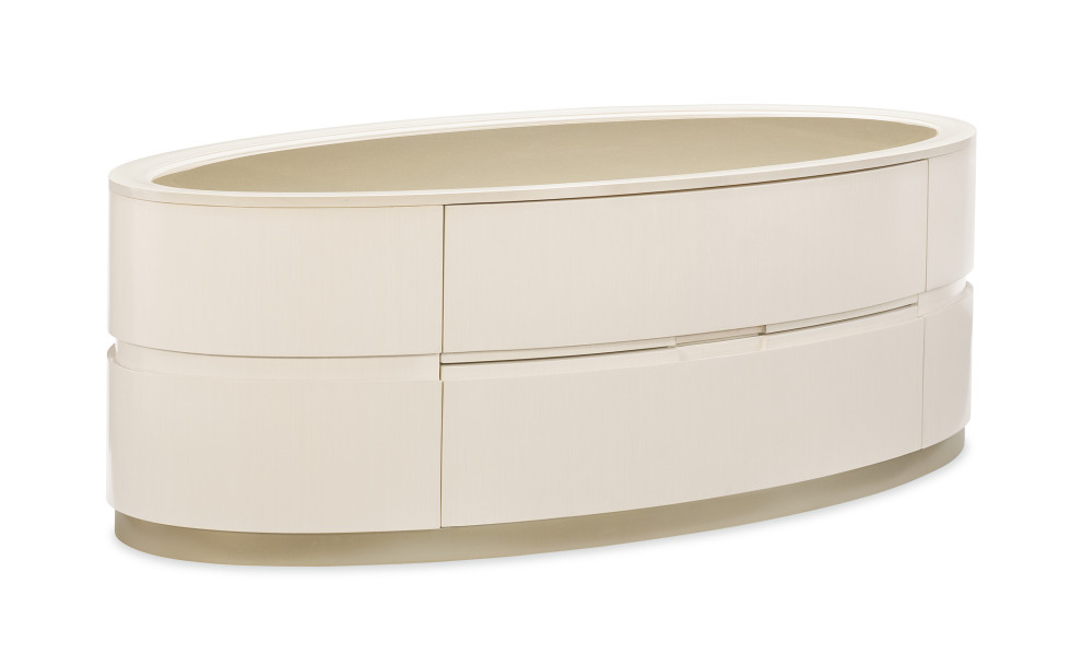 Adela Oval Cocktail Table With Drawers   Transitional   Coffee Tables   by HedgeApple  Houzz