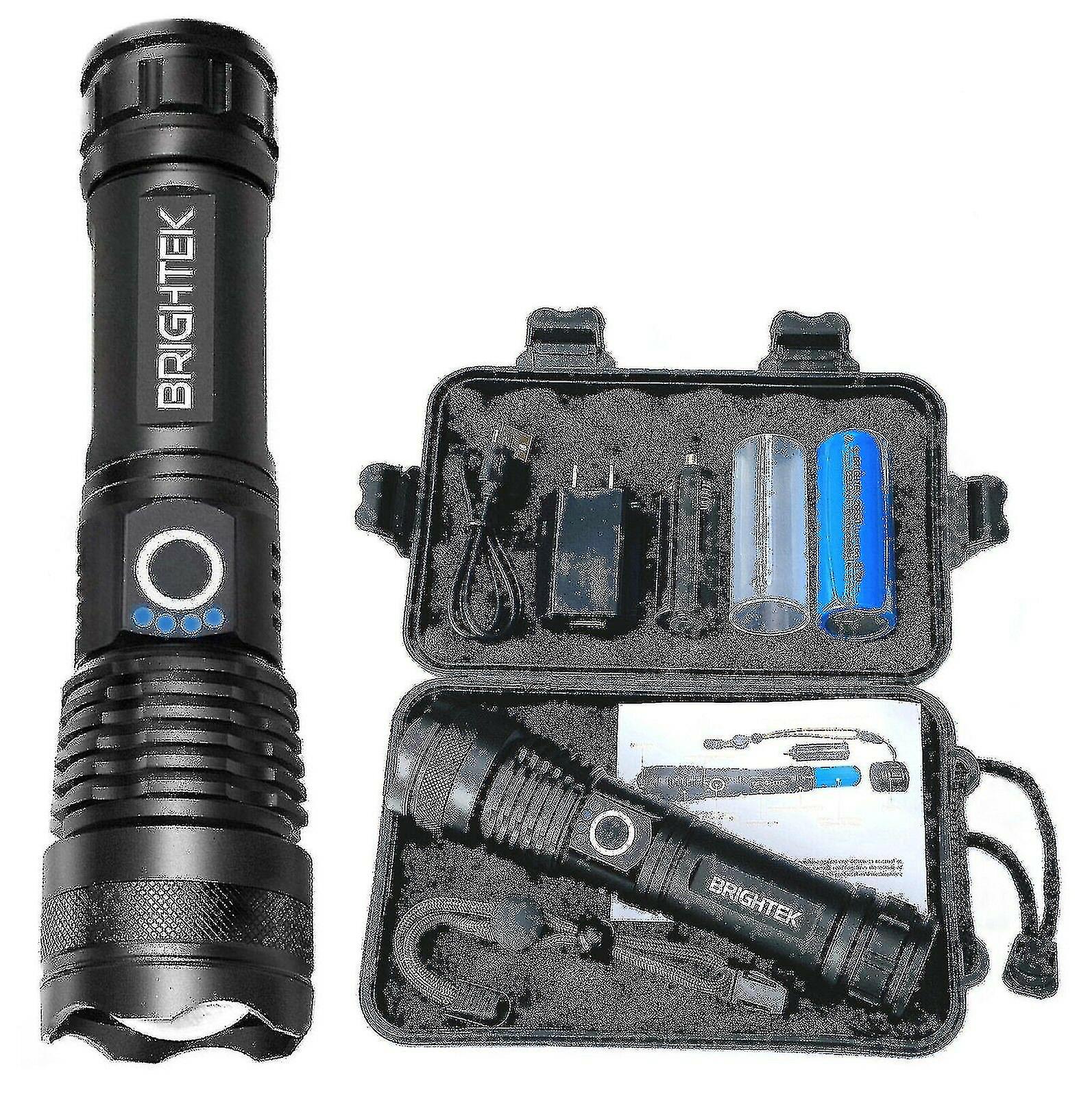 Super Bright 90000lm Led Tactical Flashlight With Rechargeable Zoomable