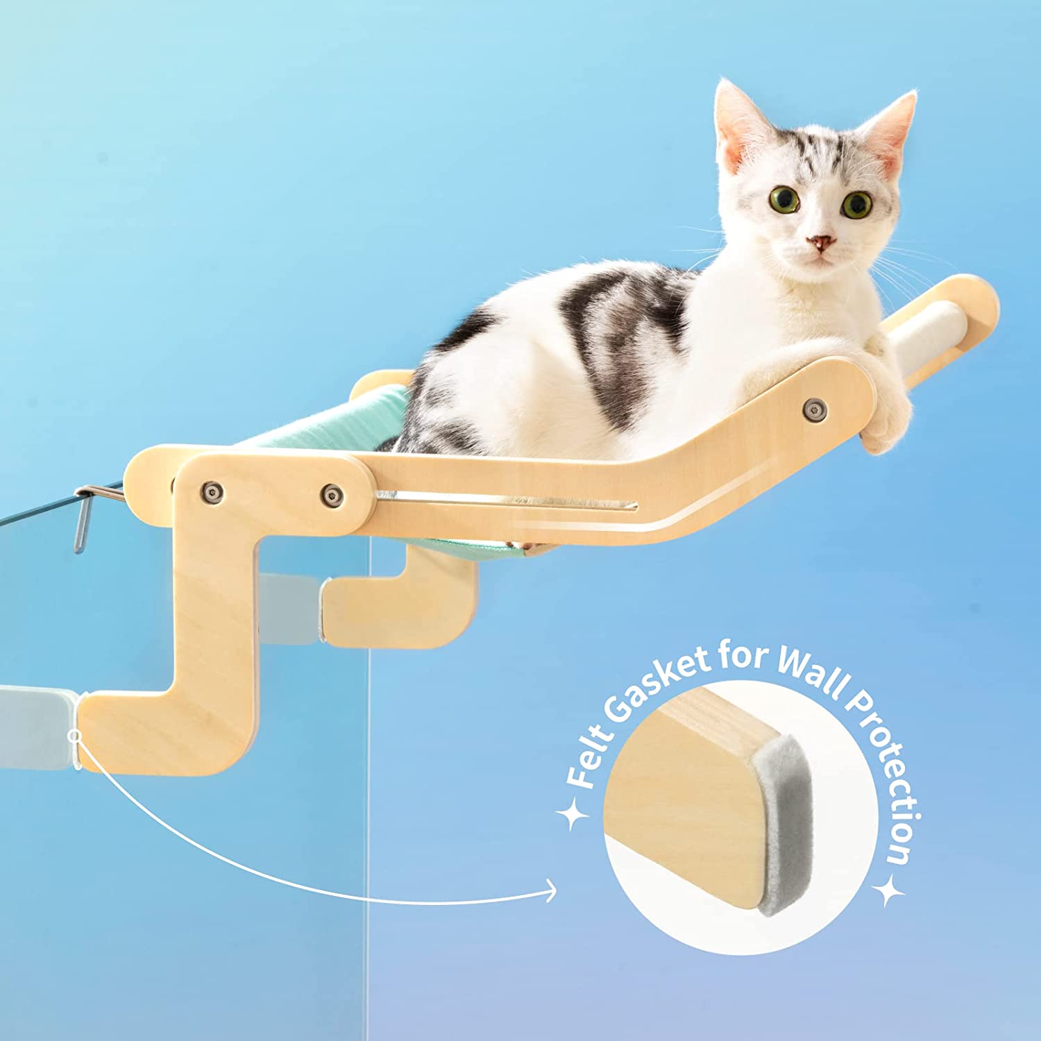 MoveCatcher Cat Window Perch Lounge Mount Hammock Window Seat Bed Shelves for Indoor Cats No Drilling No Suction Cup