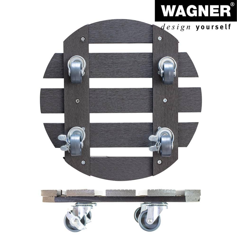 Wagner 11.4 in. Gray Round WPC Plant Caddy-Wood Plastic Composite 64-0525