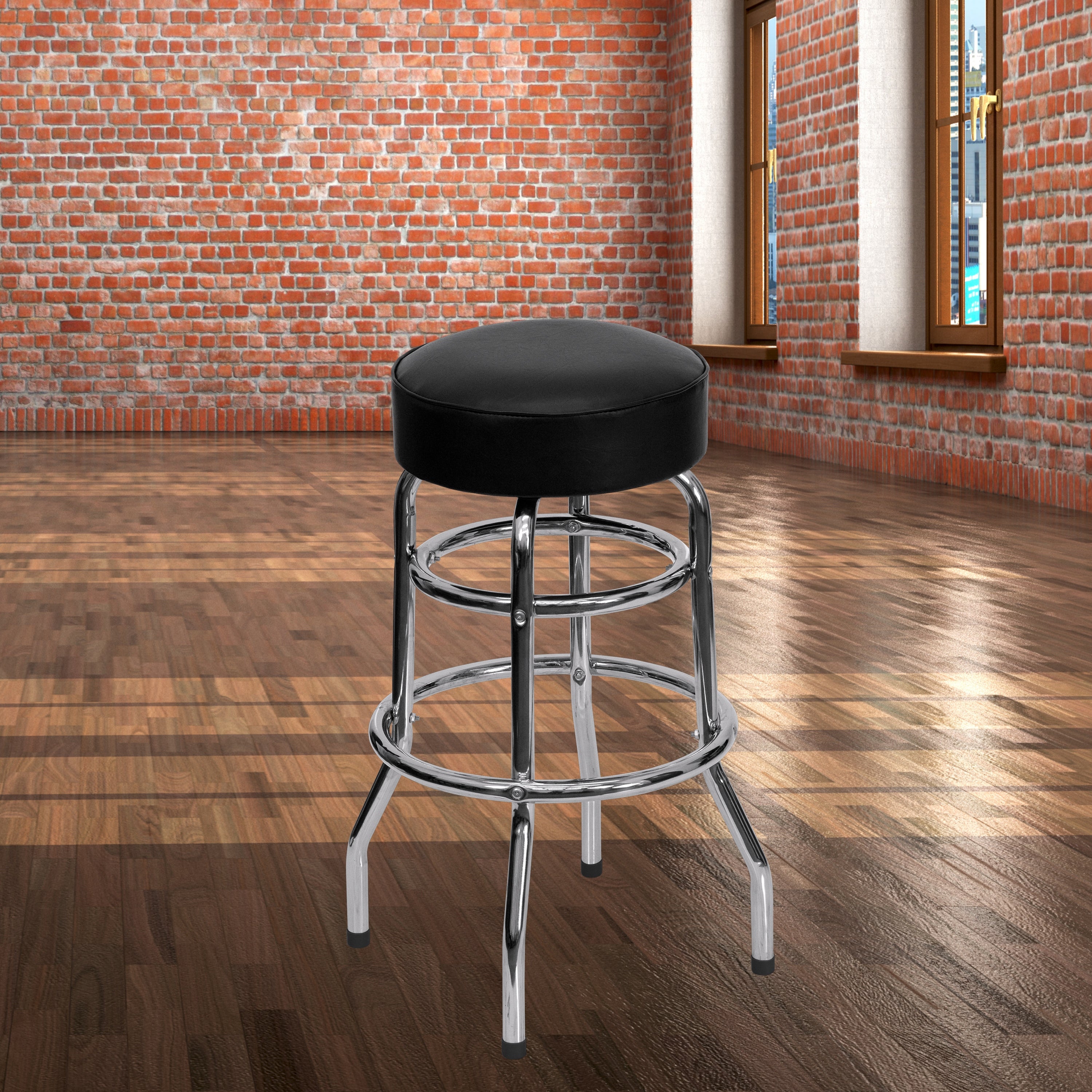 Double Ring Chrome Barstool