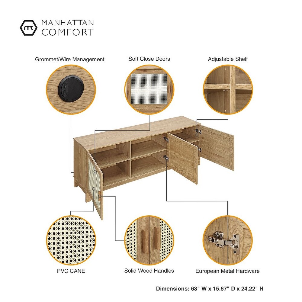 Manhattan Comfort Sheridan 62.99 In. Modern Cane Media Cabinet Console