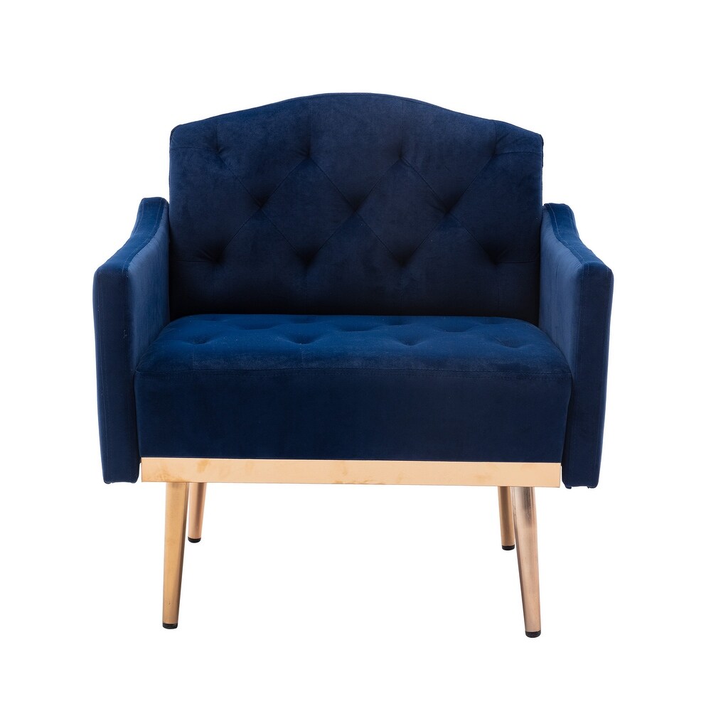 Tufted Velvet Accent Chair with Rose Golden Legs