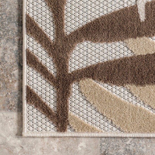 Nuloom Molly Textured Tropical Leaves Indoor outdoor Area Rug Beige