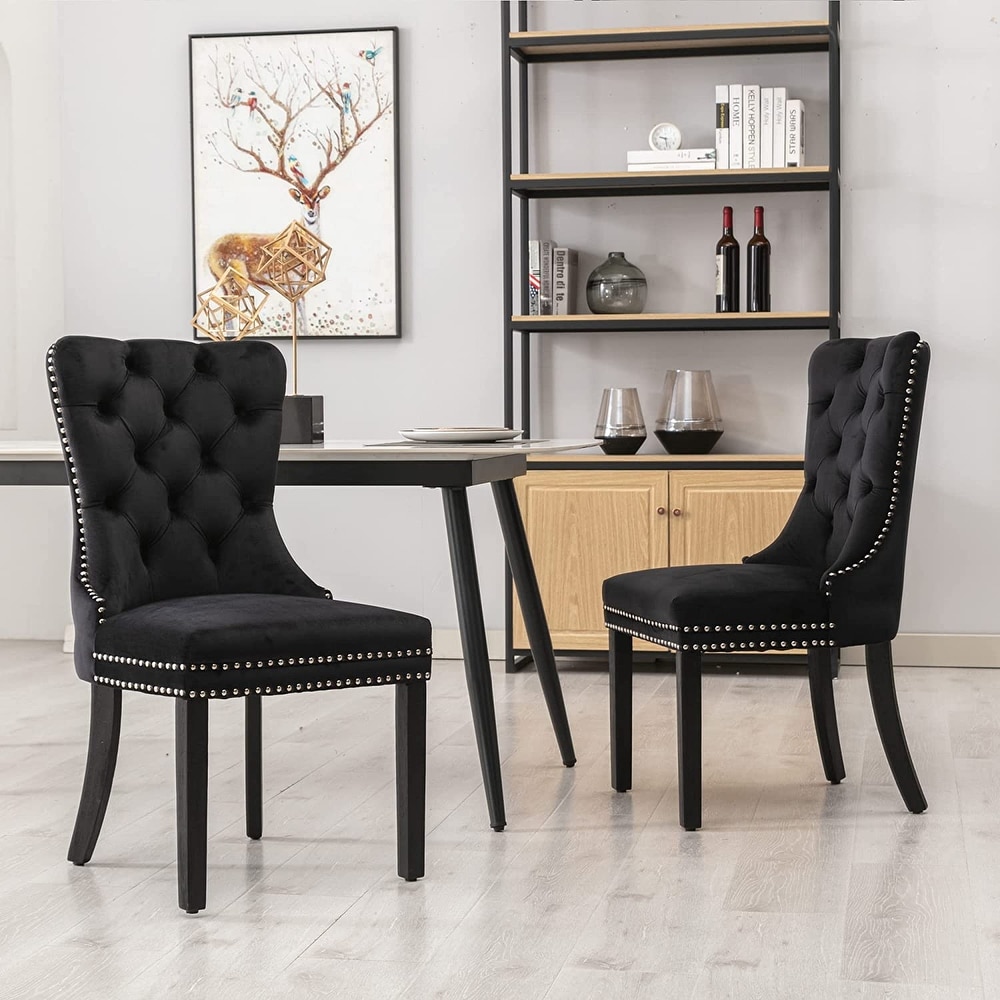 Velvet Dining Chairs Set of 2  Accent Diner Chairs Upholstered Fabric Living Room Chairs Side Chair Stylish Kitchen Chairs