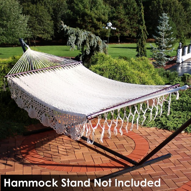 Sunnydaze Heavy duty Deluxe Hand woven Cotton American style Mayan Hammock With Spreader Bars 770 Lb Weight Capacity