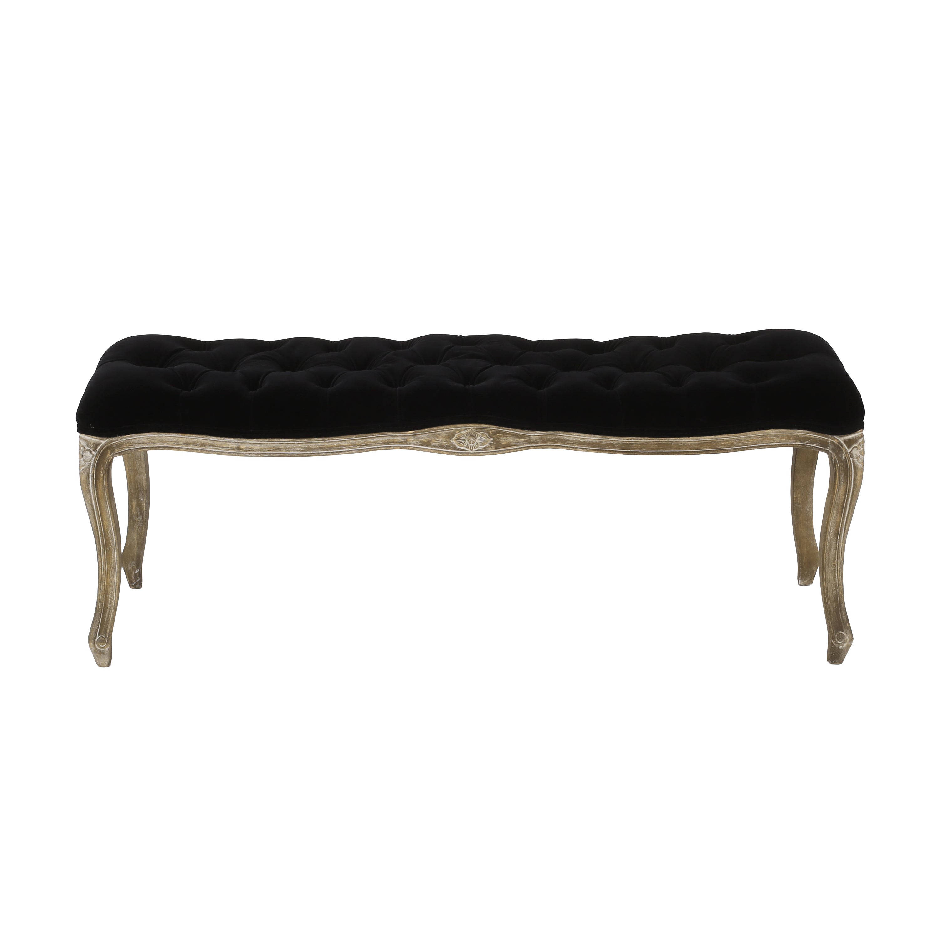 Francis Traditional Button Tufted Velvet Bench