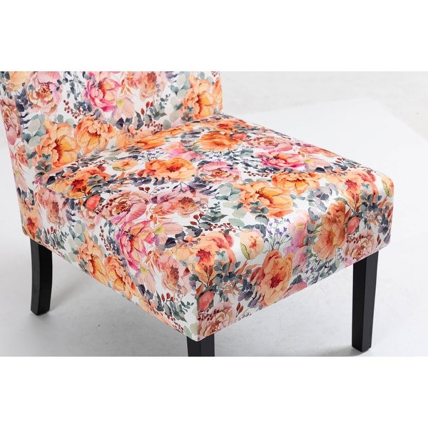 Floral Fabric Design Upholstered Accent Chair Side Chair SET OF 2