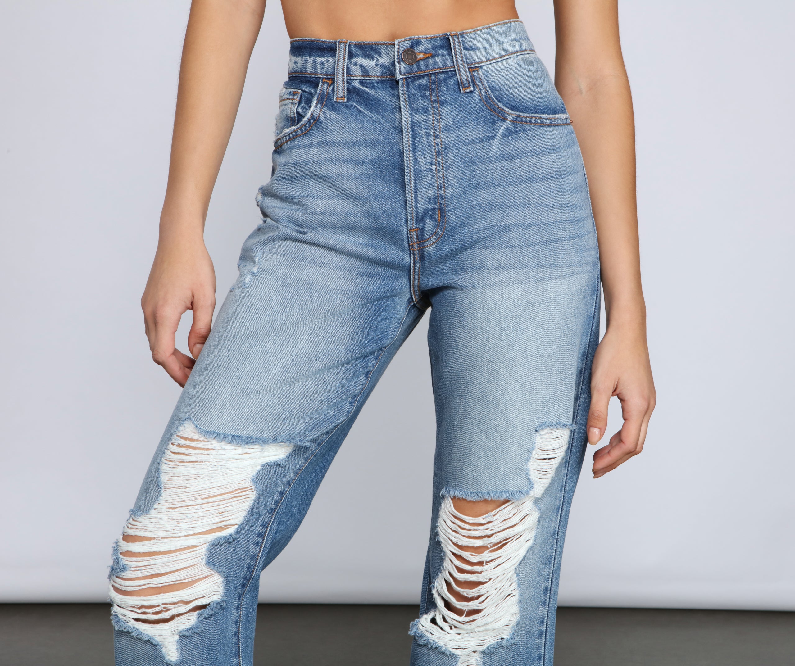 So The Drama High Rise Destructed Boyfriend Jeans