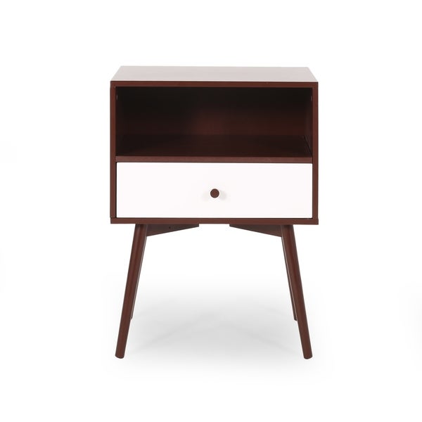 Burnett Mid-Century Modern Rubber Wood and Faux Wood Side Table by Christopher Knight Home