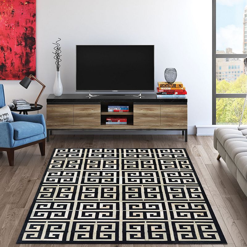 Couristan Chalet Meander Cowhide Leather Area Rug