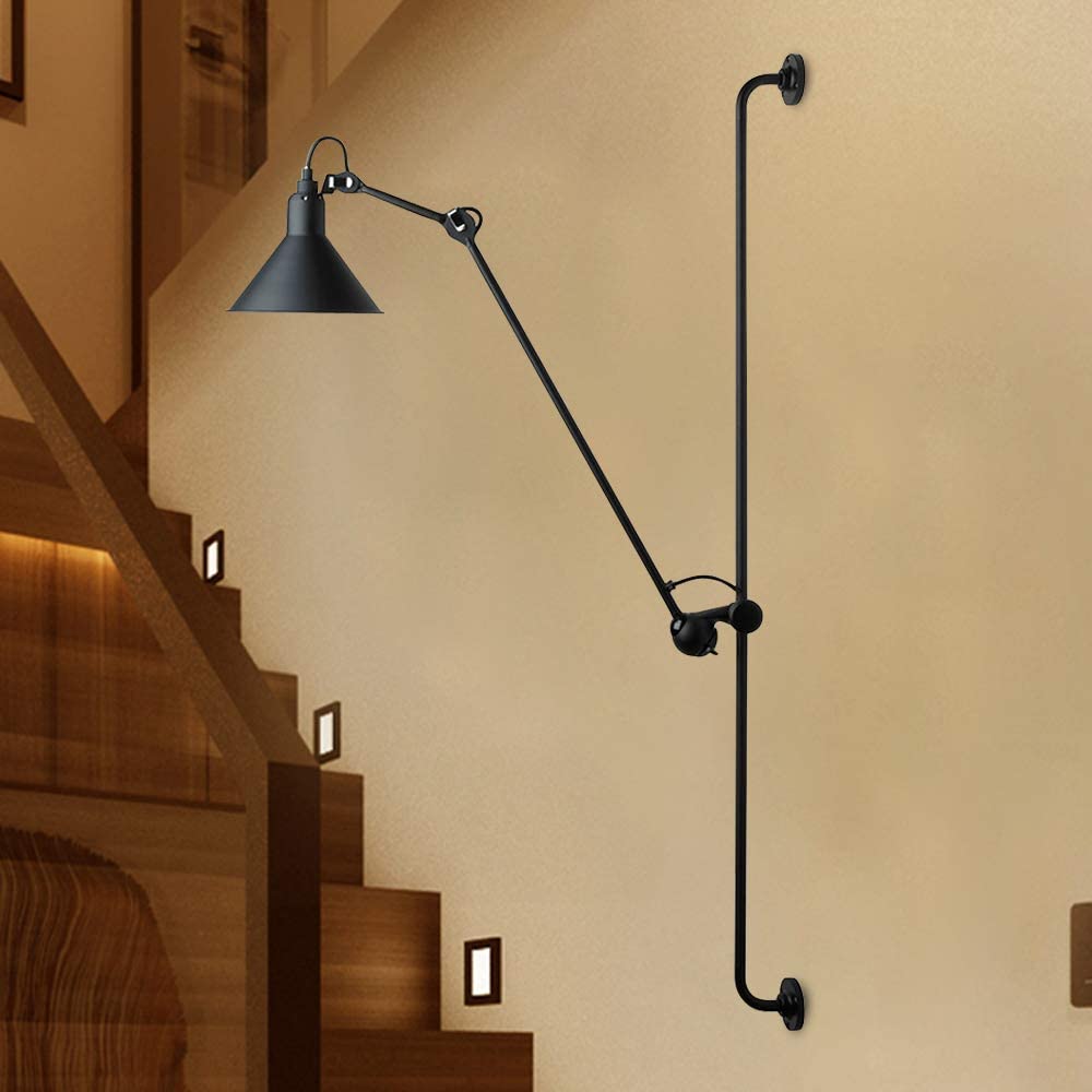 TFCFL Black Retro Industrial Wall Lamp for Bedroom Bedside Living Room