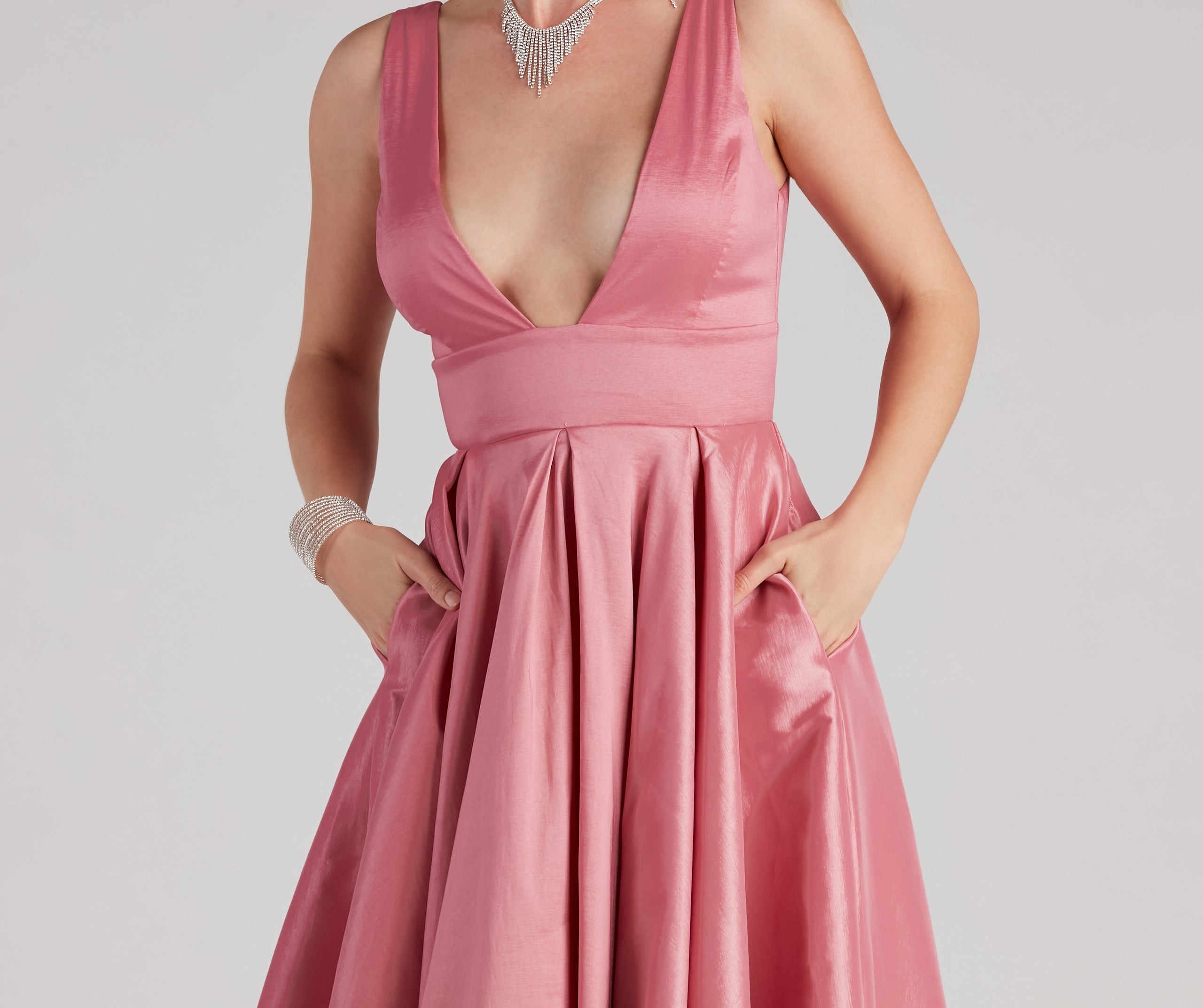 Angelita Taffeta Deep V Ball Gown