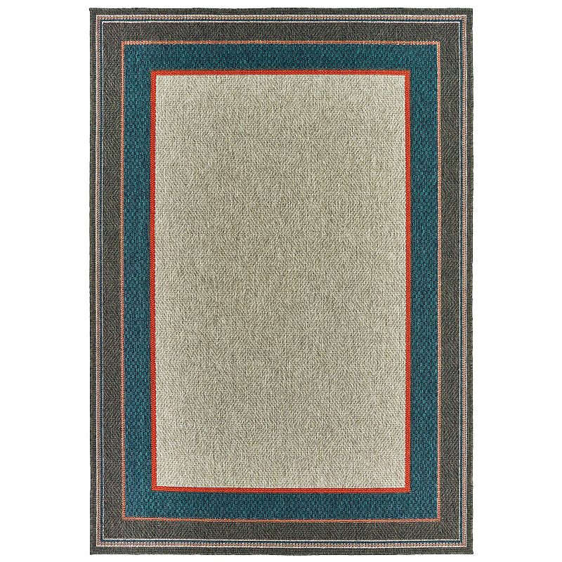 StyleHaven Lafayette Bordered Solid Indoor Outdoor Rug