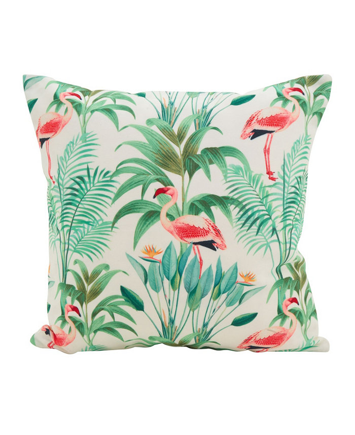 Saro Lifestyle Flamingo Island Statement Decorative Pillow， 18 x 18