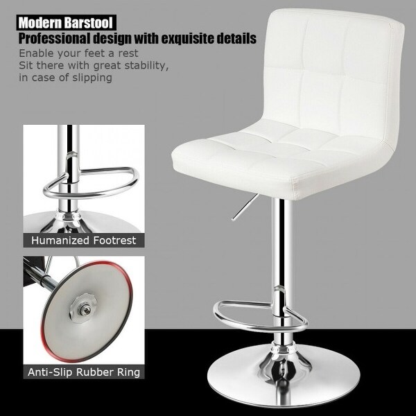 1 PC Bar Stool Swivel Adjustable PU Leather Barstools Bistro Pub Chair - 15.7