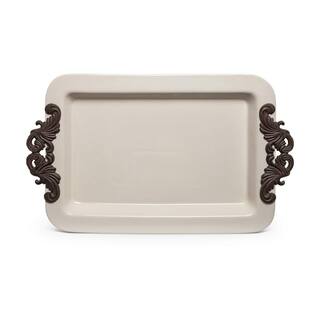 GG COLLECTION 23.75 in. x 14.25 in. Rectangular Tray with Decorative Metal Handles 31768