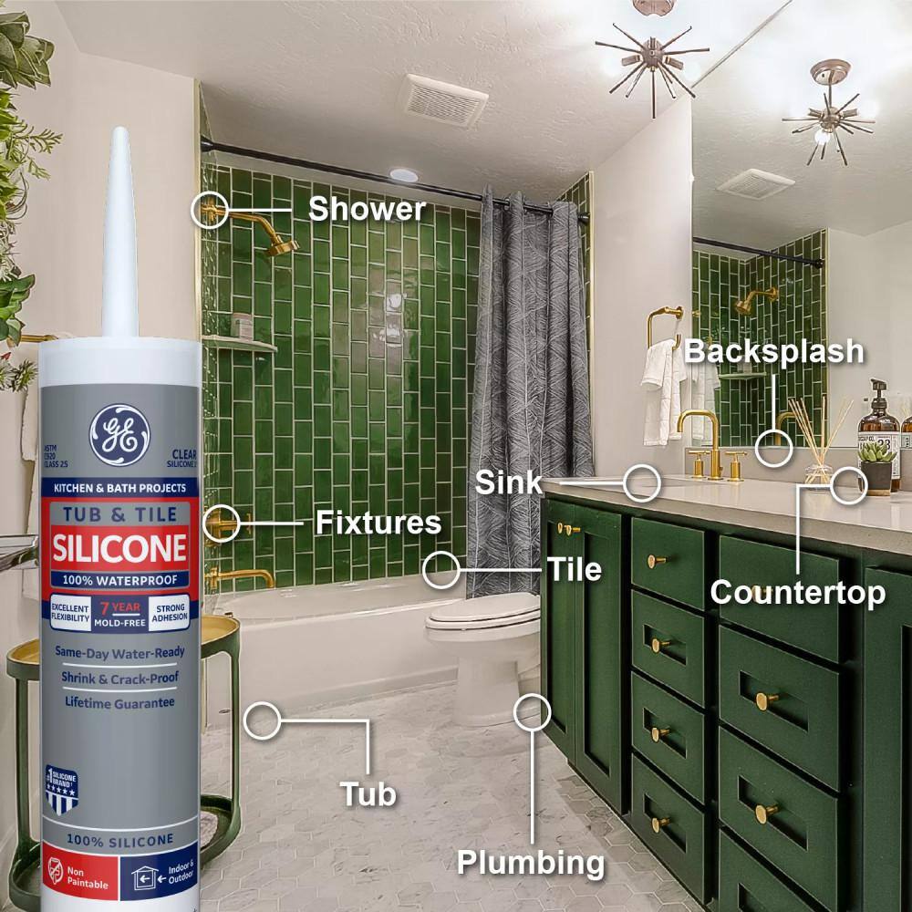 GE GE Silicone 1 10.1 oz. Clear Tub and Tile Sealant 2749485