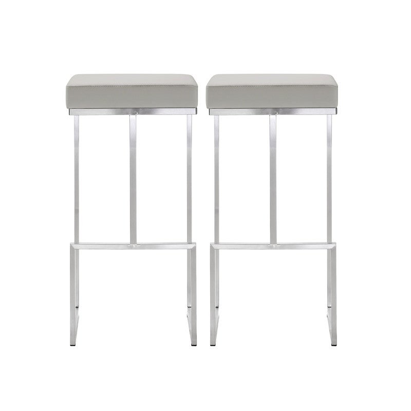 Ferrara Set of 2 Light Grey Steel Bar Stools