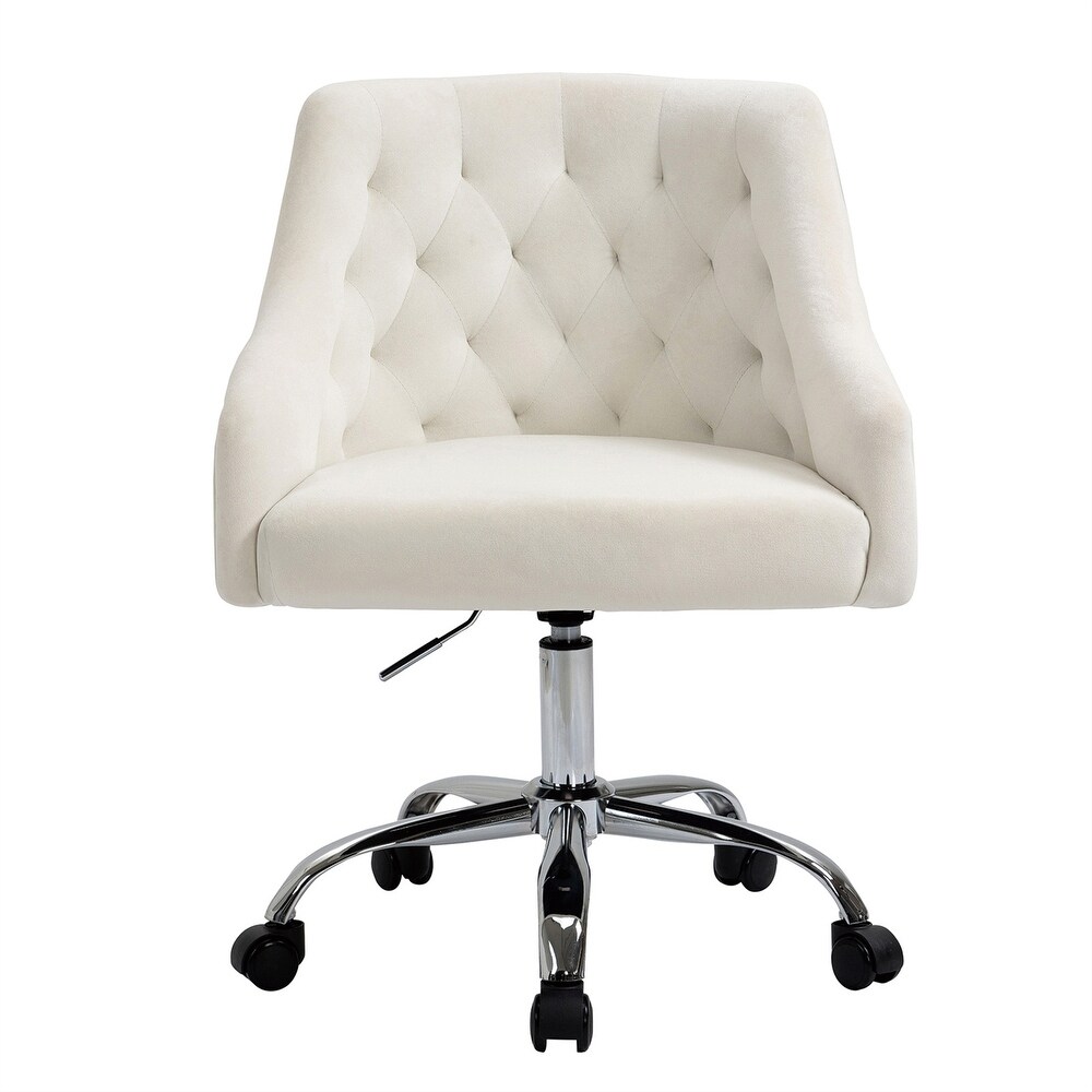 Velvet Office Chair Height Adjustable Swivel Upholstered Chair Wheels