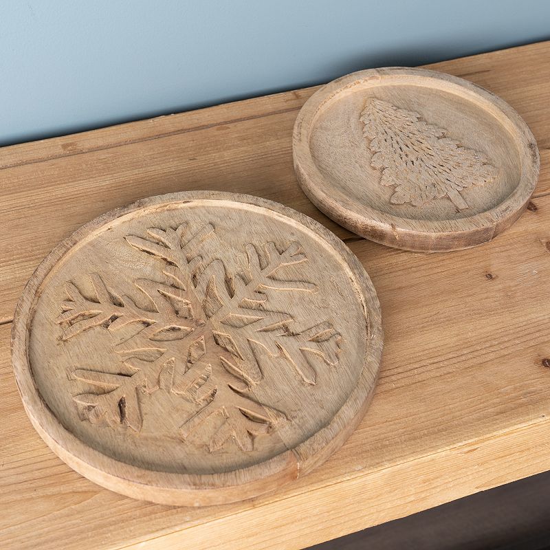 Natural Wood Holiday Trivet (set Of 2)