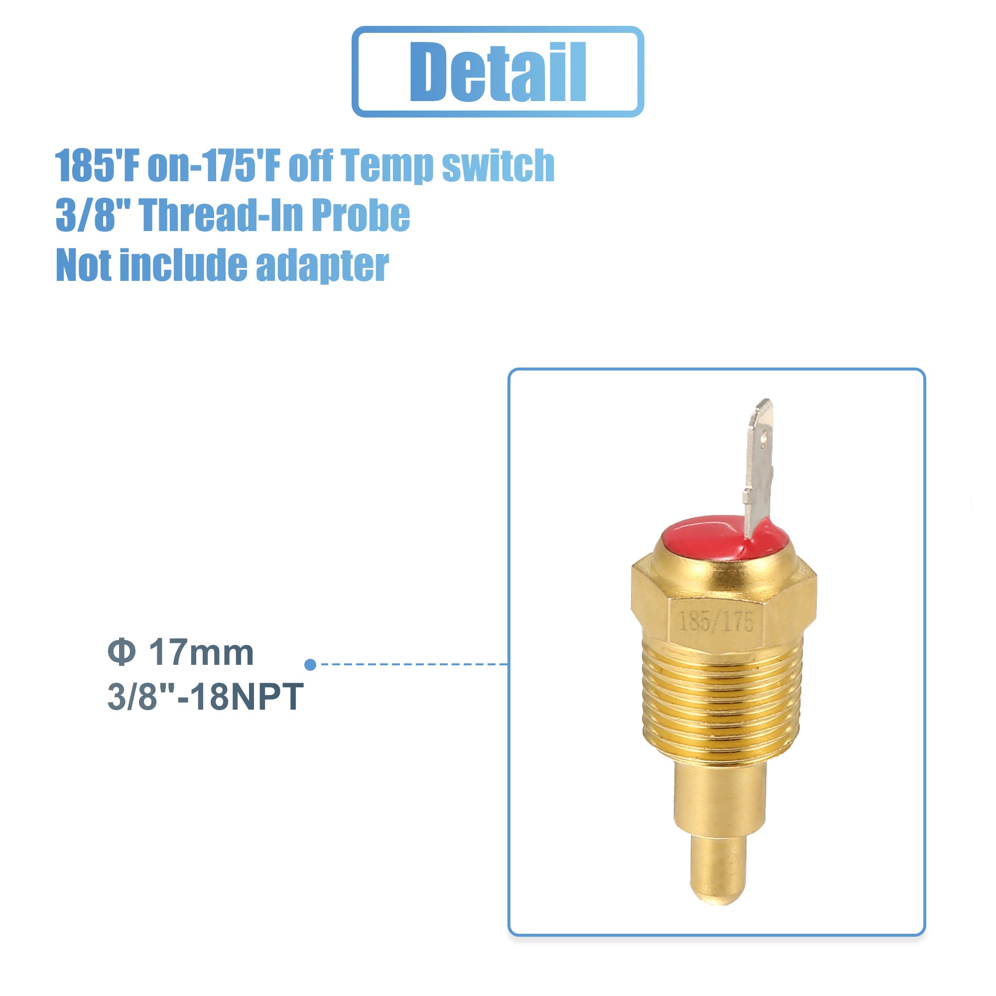 Electric Fan Relay Kit with 185'F on-175'F off Thread-In Probe 40A Radiator Electric Cooling Fan Wiring Kit 1 Set