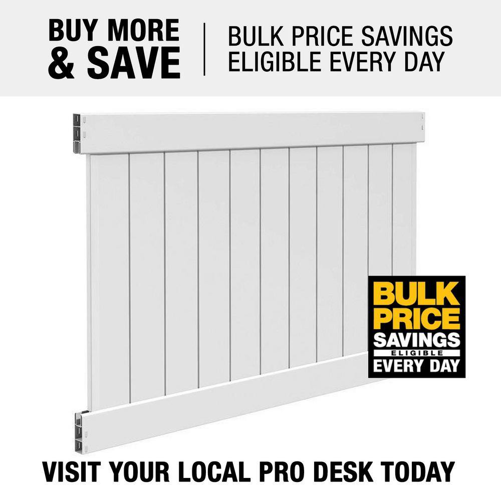 Barrette Outdoor Living Washington 4 ft. H x 6 ft. W White Vinyl Un-Assembled Fence Panel 73014715