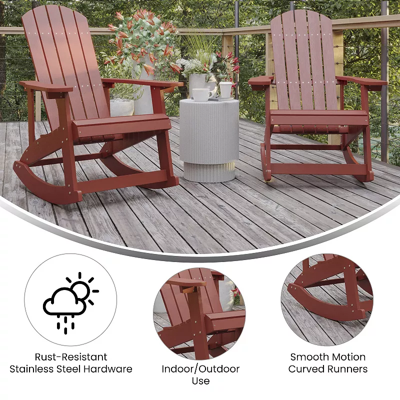 Flash Furniture Savannah All-Weather Adirondack Rocking Chair 2-piece Set