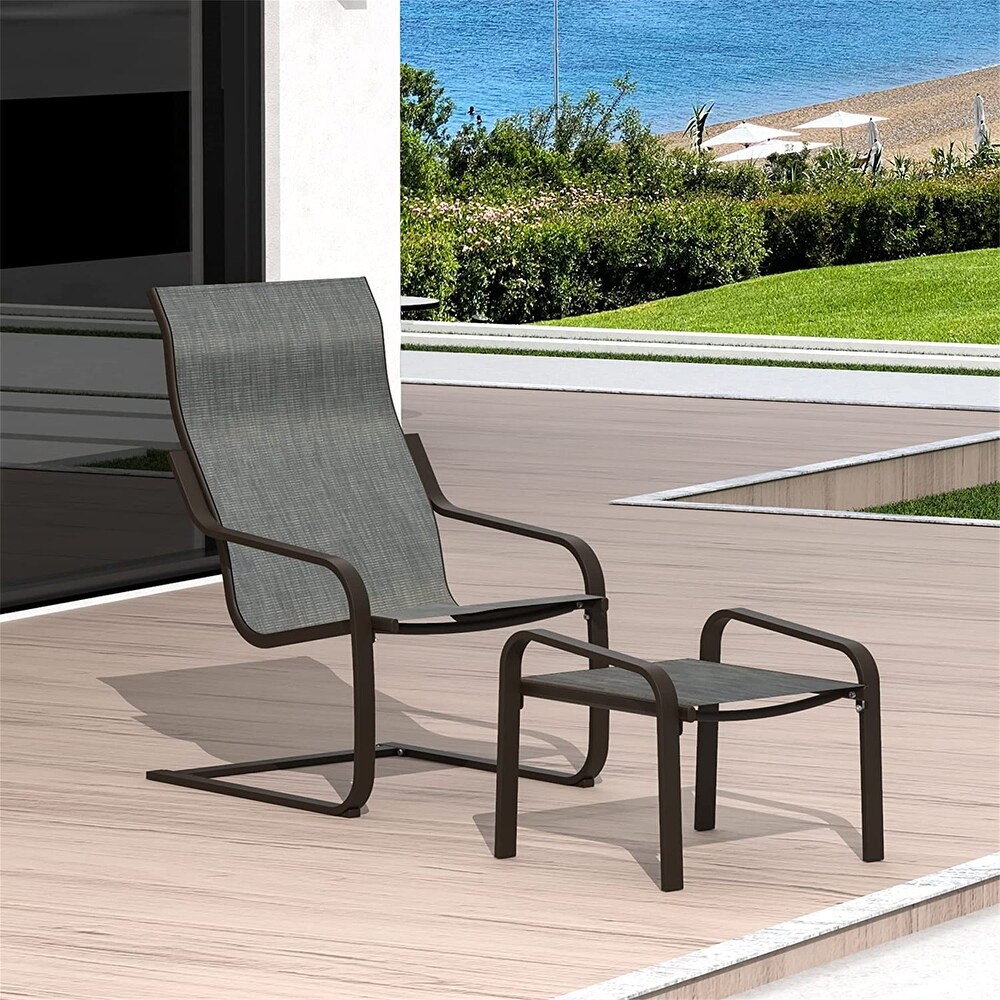 Outdoor Patio  Weather Spring Motion Chair with Ottoman