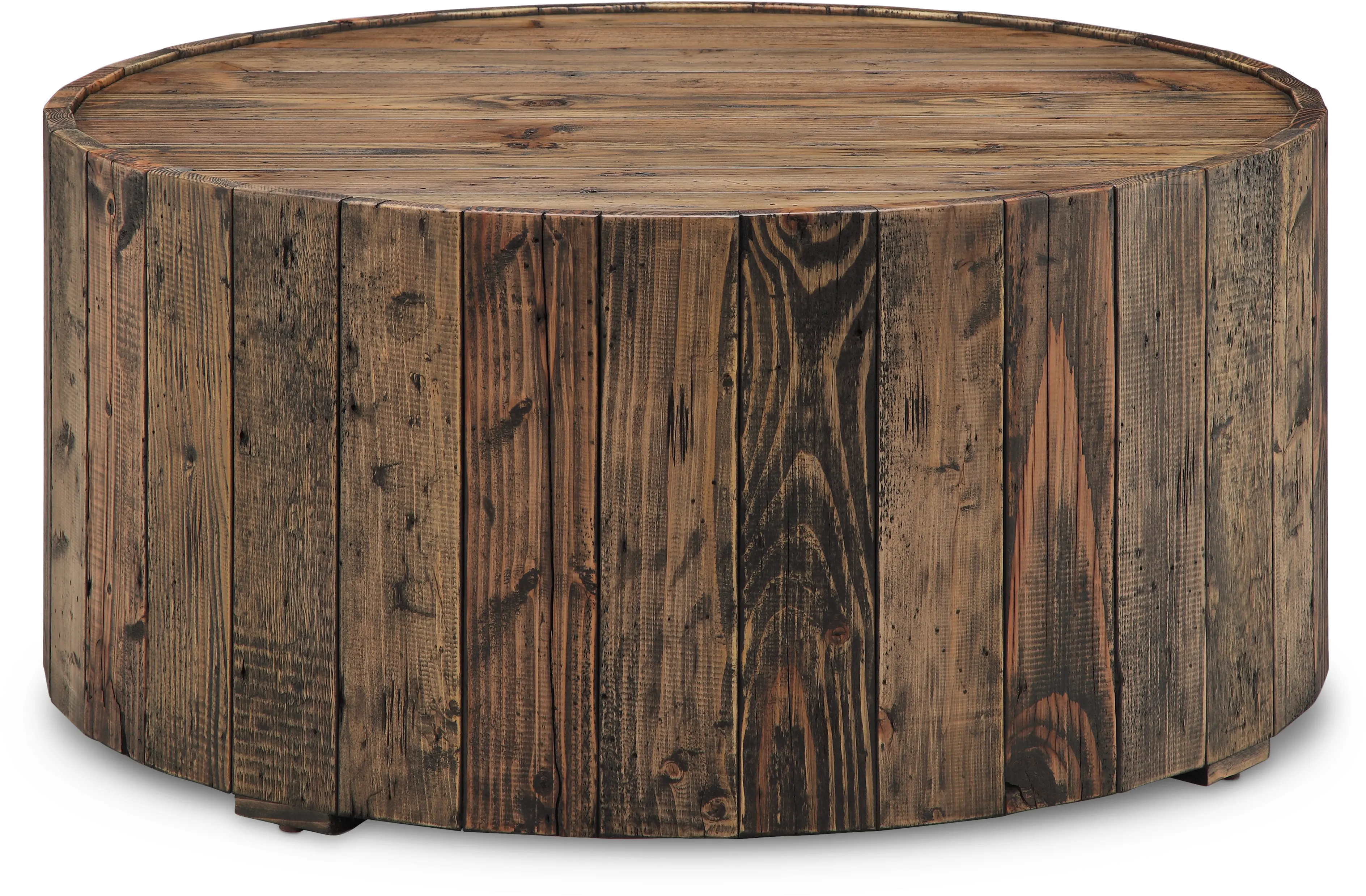 Dakota Reclaimed Wood Round Coffee Table with Casters