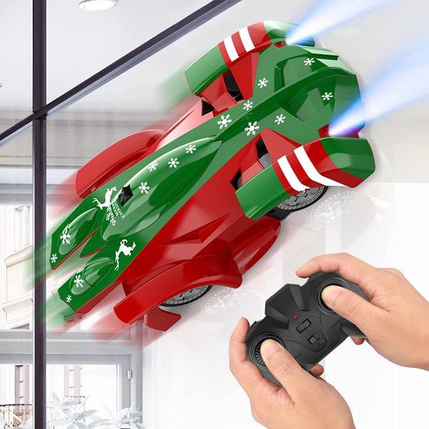 Wupuaait Christmas Rechargeable RC Wall Climbing Racer Stunt Car Toys Xmas Gift for 3-12 Kids， Boys and Girls， Green and Red