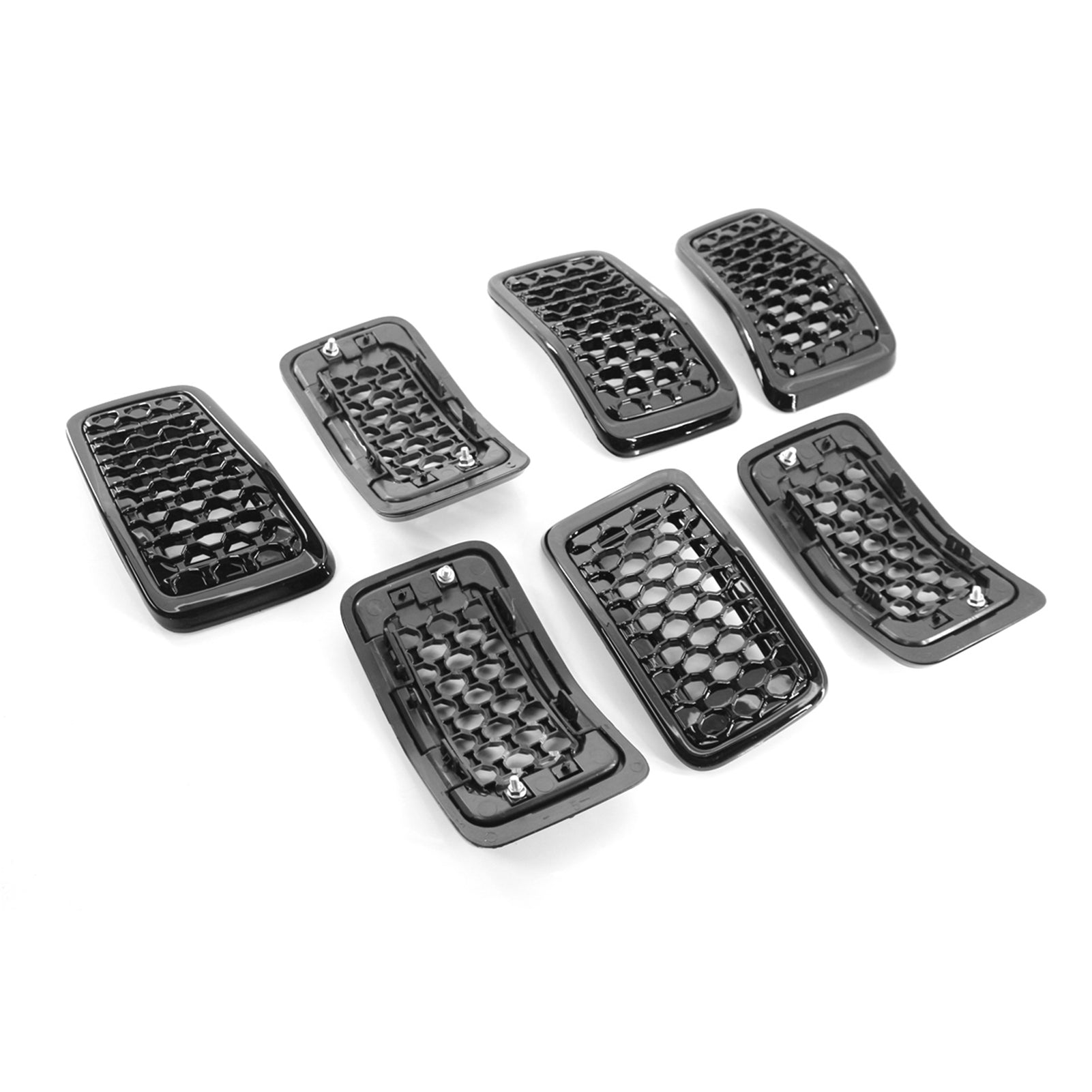 Meterk Upgrated Grill Inserts Front Grille Inserts Bright Black Honeycomb Mesh Cover Accessories Replacement for Jeep Cherokee 2019 2020 2021 2022 7pcs